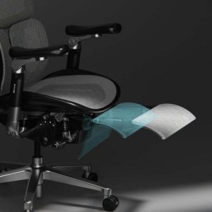 Fotel Diablo Chairs BRAVE Fotel biurowy ergonomiczny V-KINETIC czarny + EGON 1100 Białe 110 cmx60 cm 3