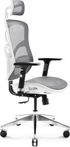 Krzesło biurowe Diablo Chairs V-Basic Biało-szare + EGON 1100 Białe 110 cmx60 cm 2