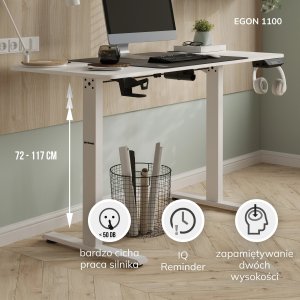 Krzesło biurowe Diablo Chairs V-Master Szare + EGON 1100 Białe 110 cmx60 cm 10