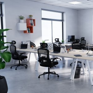 Krzesło biurowe Diablo Chairs V-Light Czarne + EGON 1100 Orzechowe 110 cmx60 cm 5