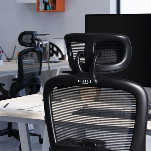 Krzesło biurowe Diablo Chairs V-Light Czarne + EGON 1100 Orzechowe 110 cmx60 cm 6