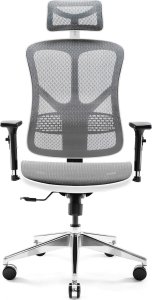 Krzesło biurowe Diablo Chairs V-Basic Biało-szare + EGON 1100 Orzechowe 110 cmx60 cm 3