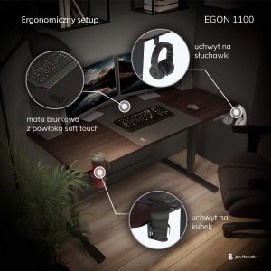 Krzesło biurowe Diablo Chairs V-Basic Biało-szare + EGON 1100 Orzechowe 110 cmx60 cm 10