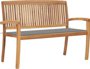 vidaXL Sztaplowana ławka ogrodowa z poduszką, 128,5 cm, drewno tekowe (3063280) 1