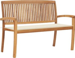 vidaXL Sztaplowana ławka ogrodowa z poduszką, 128,5 cm, drewno tekowe (3063281) 1