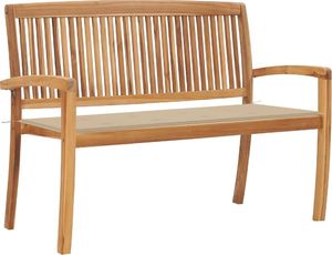 vidaXL Sztaplowana ławka ogrodowa z poduszką, 128,5 cm, drewno tekowe (3063282) 1