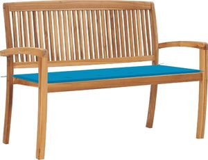 vidaXL Sztaplowana ławka ogrodowa z poduszką, 128,5 cm, drewno tekowe (3063283) 1