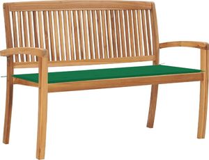 vidaXL Sztaplowana ławka ogrodowa z poduszką, 128,5 cm, drewno tekowe (3063284) 1