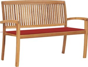 vidaXL Sztaplowana ławka ogrodowa z poduszką, 128,5 cm, drewno tekowe (3063285) 1