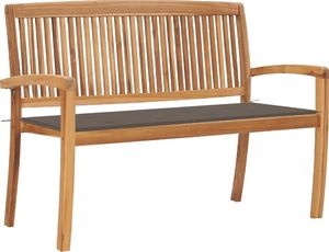 vidaXL Sztaplowana ławka ogrodowa z poduszką, 128,5 cm, drewno tekowe (3063287) 1