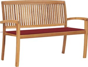 vidaXL Sztaplowana ławka ogrodowa z poduszką, 128,5 cm, drewno tekowe (3063288) 1