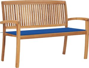 vidaXL Sztaplowana ławka ogrodowa z poduszką, 128,5 cm, drewno tekowe (3063289) 1