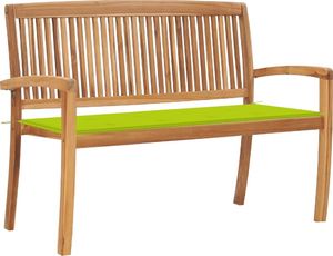 vidaXL Sztaplowana ławka ogrodowa z poduszką, 128,5 cm, drewno tekowe (3063290) 1