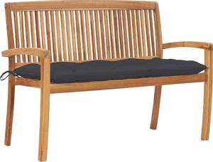 vidaXL Sztaplowana ławka ogrodowa z poduszką, 128,5 cm, drewno tekowe (3063294) 1
