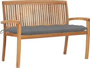 vidaXL Sztaplowana ławka ogrodowa z poduszką, 128,5 cm, drewno tekowe (3063295) 1