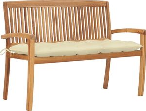 vidaXL Sztaplowana ławka ogrodowa z poduszką, 128,5 cm, drewno tekowe (3063296) 1