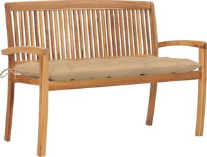 vidaXL Sztaplowana ławka ogrodowa z poduszką, 128,5 cm, drewno tekowe (3063297) 1