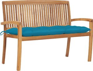 vidaXL Sztaplowana ławka ogrodowa z poduszką, 128,5 cm, drewno tekowe (3063298) 1