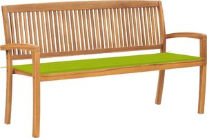 vidaXL Sztaplowana ławka ogrodowa z poduszką 159 cm drewno tekowe 1