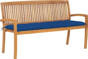 vidaXL Sztaplowana ławka ogrodowa z poduszką, 159 cm, drewno tekowe 1