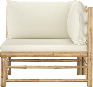 vidaXL Ogrodowa sofa narożna śmietankowe poduszki bambus 2