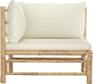 vidaXL Ogrodowa sofa narożna śmietankowe poduszki bambus 3