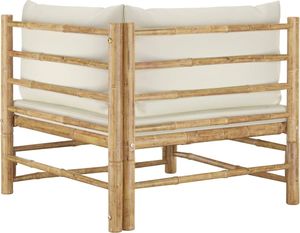 vidaXL Ogrodowa sofa narożna śmietankowe poduszki bambus 4