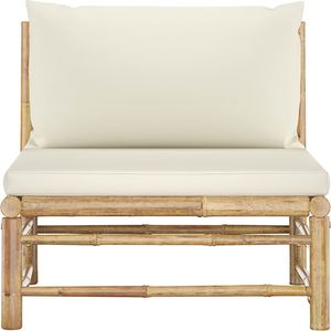 vidaXL Ogrodowa sofa środkowa śmietankowe poduszki bambus 2