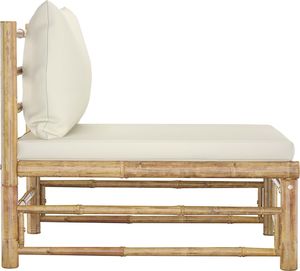 vidaXL Ogrodowa sofa środkowa śmietankowe poduszki bambus 3
