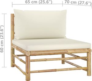 vidaXL Ogrodowa sofa środkowa śmietankowe poduszki bambus 6