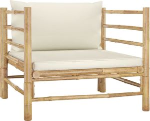 vidaXL Sofa ogrodowa śmietankowe poduszki bambus 1