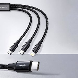 Kabel USB Baseus USB-C - USB-C + microUSB + Lightning 1.5 m Czarny (CAMLT-SC01) 12
