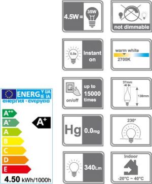 Vakoss Żarówka LED C37 E14 4,5W - LD-F0442 5