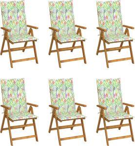vidaXL Składane krzesła ogrodowe z poduszkami, 6 szt., drewno akacjowe (3064131) 1