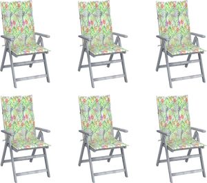 vidaXL Rozkładane krzesła ogrodowe z poduszkami, 6 szt., lita akacja (3065329) 1