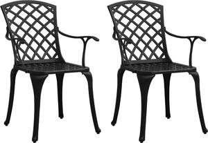 vidaXL Krzesła ogrodowe 2 szt., odlewane aluminium, czarne (315572) 1