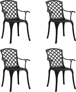 vidaXL Krzesła ogrodowe 4 szt., odlewane aluminium, czarne 1
