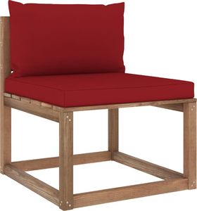 vidaXL Ogrodowa sofa środkowa z palet z poduszkami w kolorze wina 1