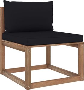 vidaXL Ogrodowa sofa środkowa z palet z czarnymi poduszkami 1