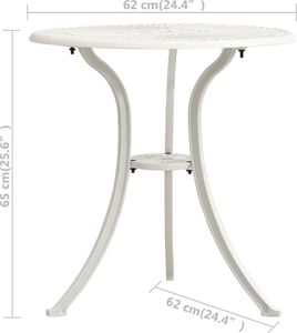 vidaXL Stół ogrodowy odlewane aluminium biały 6