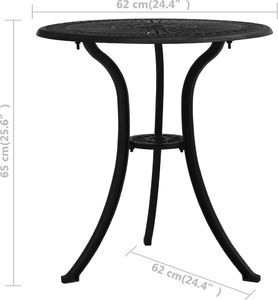 vidaXL Stół ogrodowy odlewane aluminium czarny 6