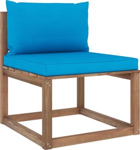 vidaXL Ogrodowa sofa środkowa z palet z jasnoniebieskimi poduszkami 1
