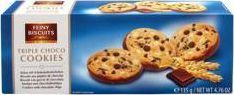 Feiny Biscuits Feiny Biscuits Triple Choco Ciastka z Kawałkami Czekolady Mlecznej, Białej i Gorzkiej 135 g 2