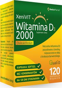 XENICOPHARMA Witamina D3 2000 Suplement Diety, 120 kapsułek miękkich - XeniVit 1