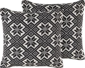 Beliani Zestaw 2 poduszek dekoracyjnych 45 x 45 cm czarno-biały BESKOZ 1
