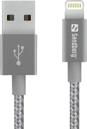 Kabel USB Sandberg Lightning 1m Szary (480-00) 1