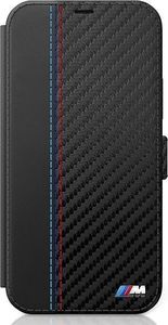 BMW Etui BMW BMFLBKP12MMCARBK iPhone 12/12 Pro 6,1" czarny/black book M Collection PU Carbon Stripe 2