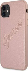 Guess Guess GUHCN61RSAVSRG iPhone 11 różowy/pink hardcase Saffiano Vintage Script 2