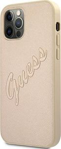 Guess Guess GUHCP12LRSAVSLG iPhone 12 Pro Max 6,7" złoty/gold hardcase Saffiano Vintage Script 2
