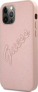 Guess Guess GUHCP12LRSAVSRG iPhone 12 Pro Max 6,7" różowy/pink hardcase Saffiano Vintage Script 2